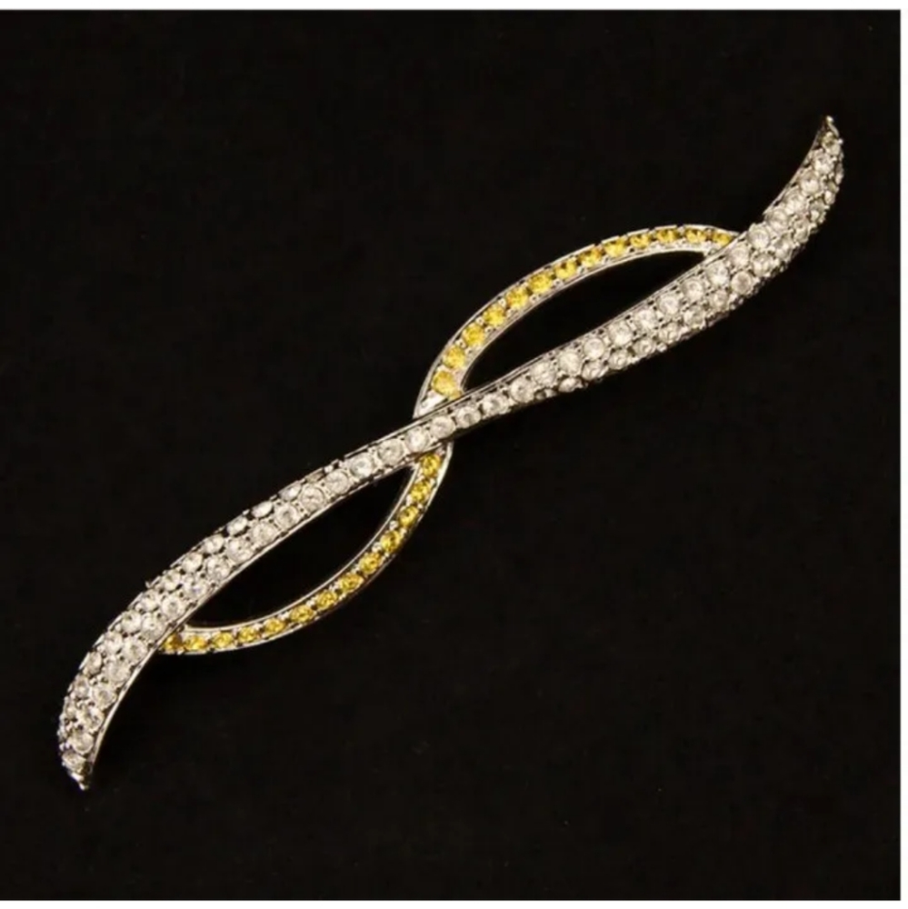 Signed Swan Swarovski Crystal Modernist Brooch 3" RARE!